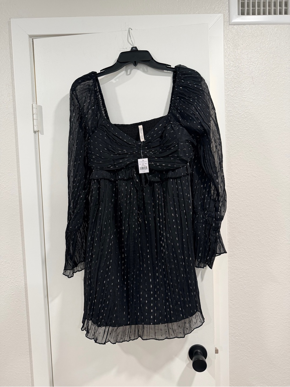 American Eagle Outfitters Black Mini Dress with Metallic Dot Detail